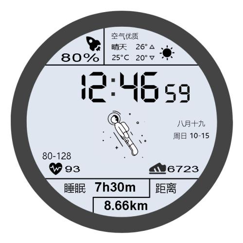 网红华为太空人表盘HTML网页源码网红华为太空人表盘GT2源码下载个性化华为GT2智能手表界面