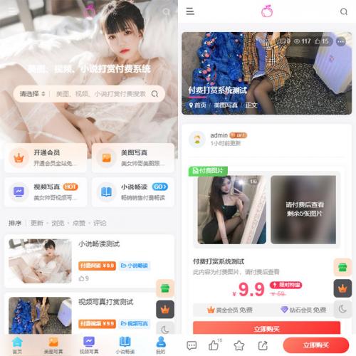 美女写真美女图片美女视频打赏系统源码小说打赏源码系统源码写真图片大全网站打赏系统源码
